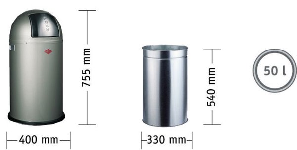 Wesco Pushboy Abfallsammler 50 Liter 175831-01 in weiss