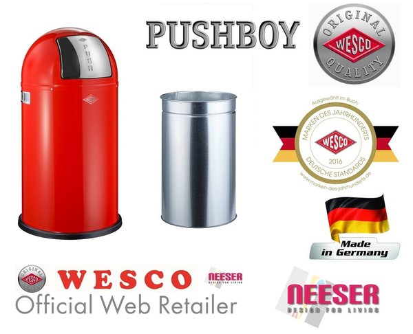 Wesco Pushboy Abfallsammler 50 Liter 175831-02 in Rot