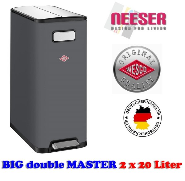 Big Double Master 2x 20 Liter 381511-77 in Graphit matt Portofrei - Design  for Living Wesco Würth Gastroback Dick