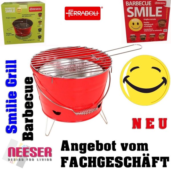 Barbecue Grill Grilleimer Partygrill Minigrill Campinggrill Picknickgrill SMILIE ROT