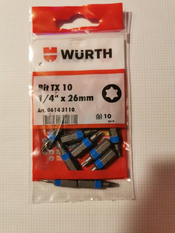 1 Stück WÜRTH Bit Torx TX 10 *06143110