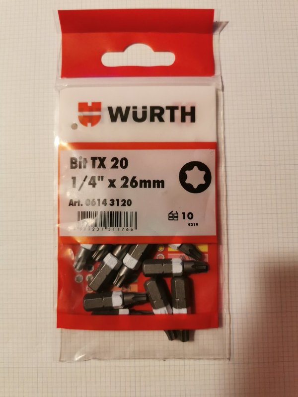 1 Stück WÜRTH Bit Torx TX 20 06143120